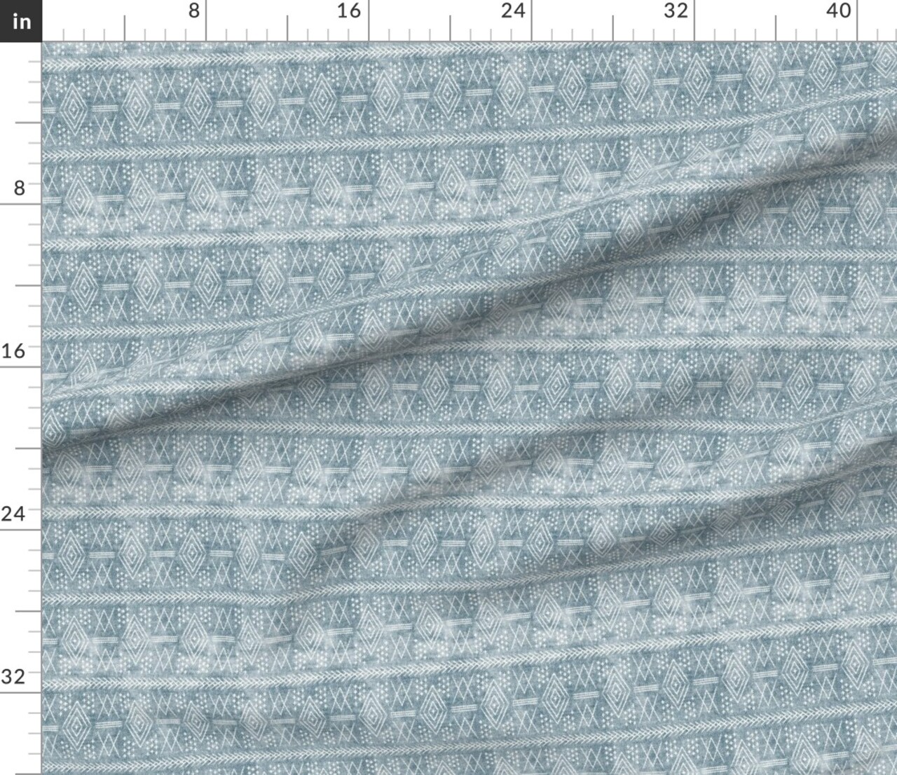 Various Fabrics by the Yard or Fat Quarter Small Scale Vintage Moroccan Dusty Blue Mudcloth Trendy Boho Custom Printed Fabric by Spoonflower